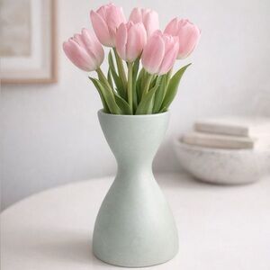 IKEA  Anna & Maria V Hourglass Vase Green Ceramic Modern Minimalist-Discontinued